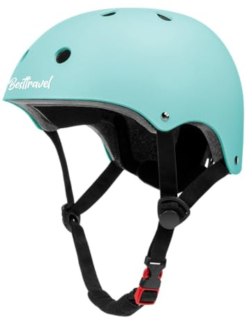 Besttravel Casco per bambini, regolabile, per bambini dai 3 ai 15 anni, per bambini e ragazze, multi-sport, sicurezza (colore azzurro, XS/S 48-54 cm)