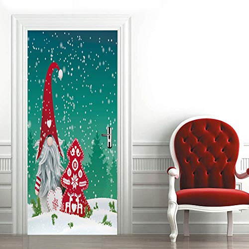 Adesivi per Porte Interne 3D Carta Parati Porta Fotomurali Poster Wallpaper Sticker Murale Parete Autoadesiva per Camera da Letto Soggiorno decorativi 77x200 cm Natale