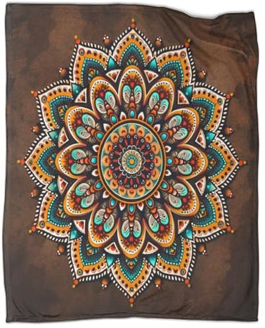 Mandala Kuscheldecke 50x60inch(127x152cm),weich & Warm,extra Flauschig Als Sofadecke Autotoon Style Wohndecke Yogadecke Tagesdecke,Plüsch Sofaüberwurf