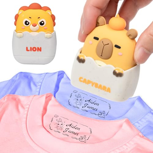 Easycosy Namensstempel Kinder Textil - Textilstempel Personalisiert für Kleidung & Papier - 23 Cartoon Stempel mit süßem Design- waschmaschinenfest Kleiderstempel Namen Kinder für Kindergarten Schule