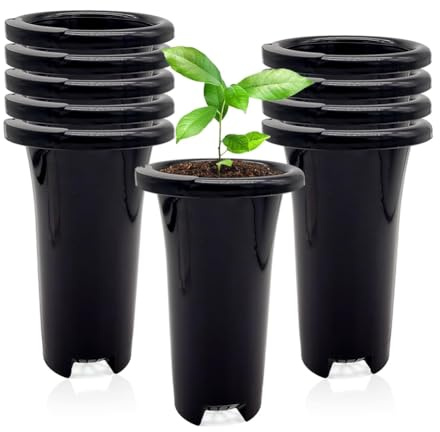 Zhemessy 10 Macetas de Plástico para Vivero de Plantas Profundas, Estables para Árboles Altos, Reutilizables para Plantas de Semillero Altas