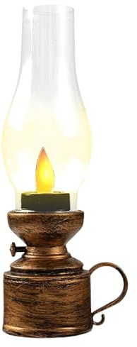 Vintage Flameless Kerosene Lamp - Decorative Night Light,Electric Oil Lamp for Living Room, Bedroom, Small Bedside Night Light, Decorative Table Lamp