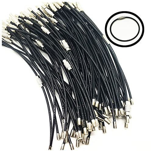JYMALISA Llavero 10/20 / 50pcs Llavero de Acero Inoxidable Llavero Cuerda Cable de Cable Bucle Tornillo Lock Gadget Anillo Key Llavero Círculo Campamento Cuerda Accesorios Llaveros Originales(Black)