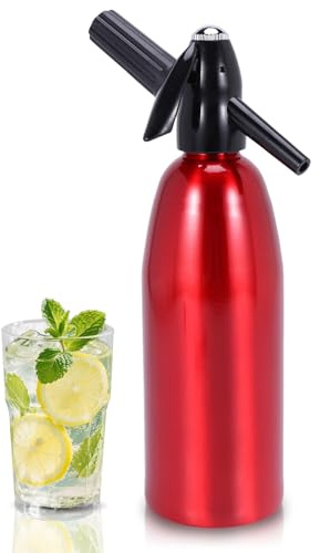 Machine à eau pétillante de 1 L, siphon à soda en aluminium pour la maison, kit portable pour la maison, pour faire soi-même de l'eau gazeuse, du seltzer rafraîchissant, des cocktails, des jus et des