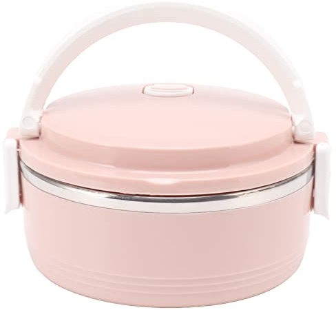 F&Y Fiambreras térmica de acero inoxidable, caja aislada de una sola capa con hebilla de seguridad, portátil para adultos y niños (Rosa)