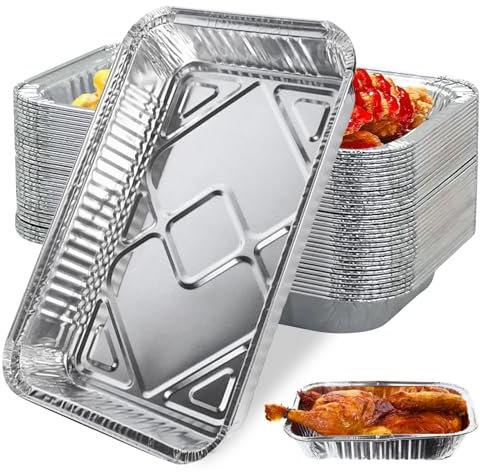 GBKDQQ Aluschalen Grill, 30 Stück Tropfschale, Aluschalen Groß 2200ML, Grillschalen Aluminium Einweg Auflaufform, Fettauffangschalen für Backen, Braten, Kochen, Wiederverwendbar, 31.5 x 20.5 x 5 cm