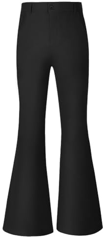 AYBUY Pantalon Évasé pour Homme,Bootcut,Pantalon Extensible Pantalon Décontracté Vintage des Années 60 et 70,Carnaval,Tenue Disco pour Le Fitness, Le Sport, Les Loisirs,Noir(S-M)