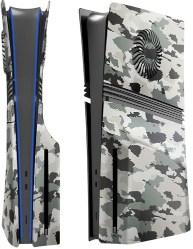 Hzxkqmil Couvercle des Plaques de Rechange pour PS5 Pro Édition Disc | Plaques Latérales avec Aérations Coque de Remplacement Personnalisée Panneau ABS Accessoires pour PS5 Pro Console,Camouflage