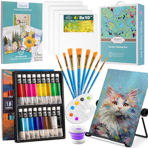 Inburit Acrylic Paint Set, Art Painting Set, Paint Kit with 18 Colors Acrylic Paints