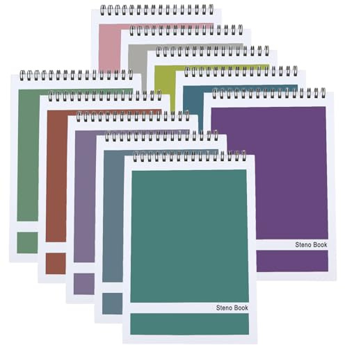 Hikrxya 10 Stück Spiral-Notizblock Liniert 15 x 23 cm - Steno-Blöcke 160 Seiten/80 Blatt Skizzenblock Notizblöcke Tagebuch Spiralbindung Geschenk fur College Büro Zurück zur Schule