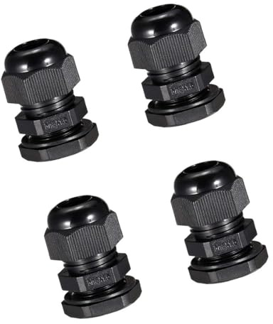Unifizz 4Pcs M18 Cable Gland – Durable Threaded Wire Connector with Locknut for 5-10mm Dia Cable Wire, Black