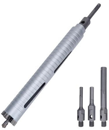 1-3/8 inch Diamond Dry Core Drill Bit, 10 Drilling Depth, 5/8-11 Thread Core Drill Bit for Concrete Masonry Brick Block, Includes 3 Adapters SDS Plus, SDS Max and Hex (1-3/8 inch)