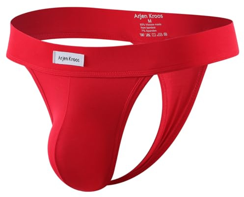 Arjen Kroos string tanga män bambu sexiga underkläder för män andas kalsonger män stringtrosa låg midja, A7-röd, L