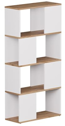 Vicco Raumteiler Eneos, Weiß/Goldkraft Eiche, 60 x 124.5 cm | als freistehendes Regal zur flexiblen Raumaufteilung einsetzbar