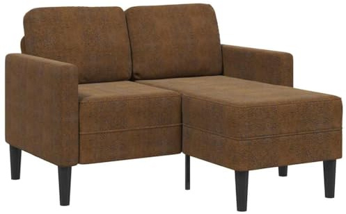 QZZCED 2-Sitzer-Sofa mit Chaiselongue L-Form Braun Bürosofas Wohnzimmersofas für zweites Schlafzimmer 125 cm Kunstleder