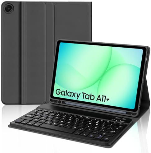 SENGBIRCH Funda con Teclado para Samsung Galaxy Tab A11 Plus 2025, Teclado para Samsung A9 Plus, Español Ñ Bluetooth Desmontable Keyboard Galaxy Tab A9+ / A11+ 11 Pulgadas, Negro