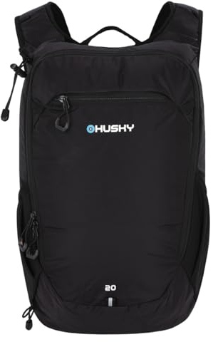 Husky Fahrradrucksack 20L – Leichter, Robuster & Wasserdichter Outdoor-Rucksack mit Viel Stauraum, Komfortsystem & Regenhülle für Radfahren, Trekking, Wandern & Reisen (Peten, Schwarz)