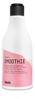GLOSSCO PROFESSIONAL - Champú Pelo Fino y Seco Smoothie Shampoo, 250 ml, con Aceite de Argán y Provitamina B5, Restaura la Fuerza y Elasticidad del Cabello, Hidrata y Nutre, Olor a Nata y Fresa