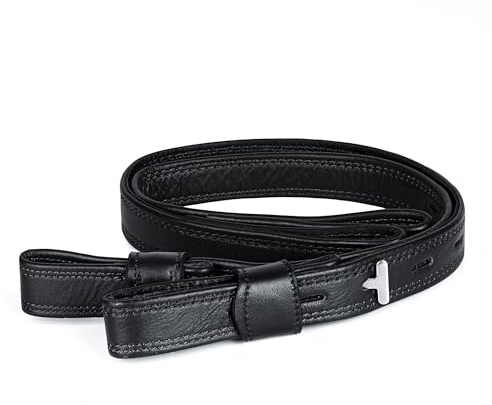 GALLOP SHOP Premium Leather Stirrup Straps, Close Contact Double-Stitched, Horse Riding Equipment (Black, 70 CM)
