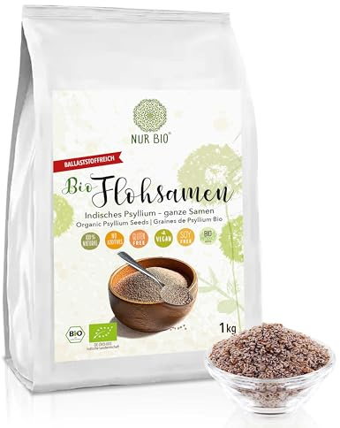 NUR BIO Bio Flohsamen ganz ballaststoffreiche Backzutat Müsli Shakes 1kg