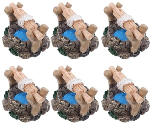 Beavorty Lot de 6 Miniatures de Puits d'eau Vintage en Résine, Décoration de Jardin et Bureau, Accessoires pour Micro-paysages, Modèle Réaliste et Léger, pour Table à Sable et Décor