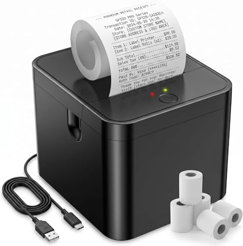 Fuhuihe Stampante termiche da 58 mm Stampante di etichette multiuso portatili, Bluetooth e USB in doppia modalità