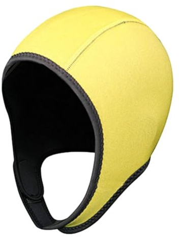 AMSLSIU Cuffia da Surf per Donne, Uomini e Bambini, Cappuccio da Sub in Neoprene da 3 mm con Cinturino sotto Il Mento, per Lo Snorkeling e Le Avventure Sportive acquatiche, Giallo, 3 Millimetri