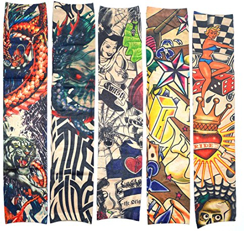 10 Stück gefälschte temporäre Tattoo Ärmel Körper Kunst Sonnenschutz Strümpfe Zubehör, Tribal, Drachen, Totenkopf Design, usw.