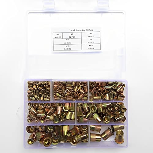 300 pezzi dadi per rivetti, dadi per rivetti ciechi, set di dadi per rivetti M3 M4 M5 M6 M8 M10 M12