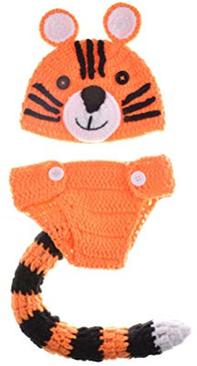 NUOBESTY 1 Set Baby Photography Costume Handmade Cartoon Tiger Newborn Costume Outfits for Photo Shoot Photography Party