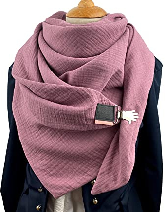 Tuecherfee XXL Dreiecksschal Damen – Wendeschal Musselin Uni Altrosa