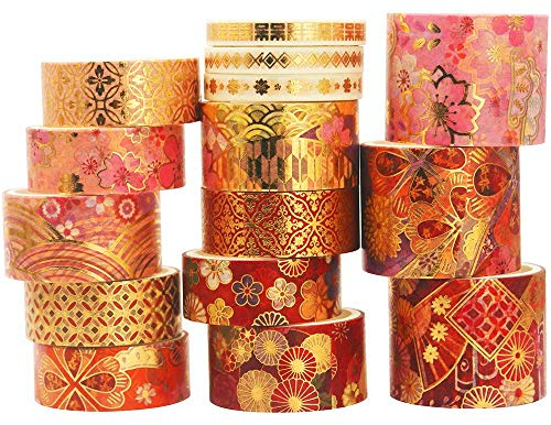 YUBX 15 Rollen Washi Tape, dekoratives Papier, Masking Tape für Scrapbooking, Handwerk Handwerk Handwerk (Fice Flowers)