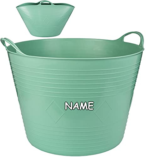 alles-meine.de GmbH Flexi & flexibel Modell + Farbwahl XXL großer - biegbarer - Aufbewahrungsbehälter mit Henkel - Mint/türkis grün - inkl. Name - Gummieimer - z.B. Gartene..