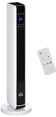 HOMCOM 1100W/2200W Space Heater with 65° Oscillation & 8-Hour Timer and Overheat & Tip Over Protection, Room Heater with 2 Heat and Fan for Bedroom, 29 inch