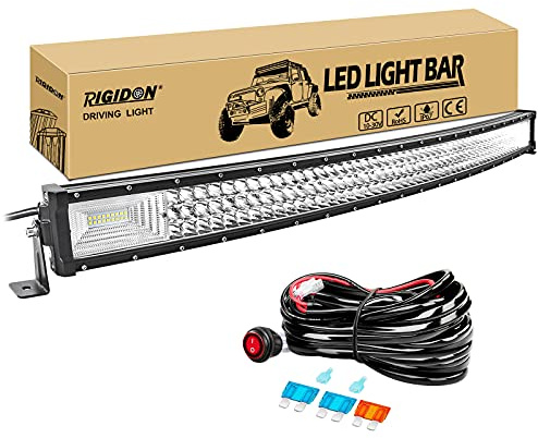 RIGIDON 42 Zoll 105cm 540W Gebogene led lichtleiste mit 12v kabelbaum kit | 6000K weiß, wasserdichte, offroad beleuchtung, lightbar, arbeitsscheinwerfer, für auto KFZ ATV LKW traktor fahrzeuge Pickup