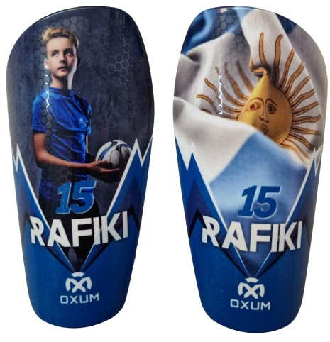 OXUM Sport – Personalisierte Fußball-Schienbeinschoner für Kinder und Erwachsene – Inklusive Nummer, Foto und Name. Geschenk: Tasche für Schienbeinschoner. Pro-Serie.