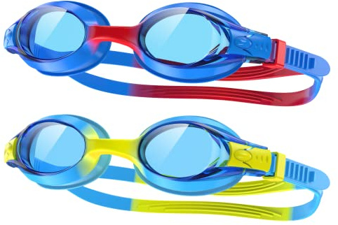 Findway Occhialini da Nuoto per Bambini, 2 Paia Occhialini da Nuoto con Lenti Anti-Appannamento e UV Protezione da Ragazzo e Ragazza da 3 a 12 Anni