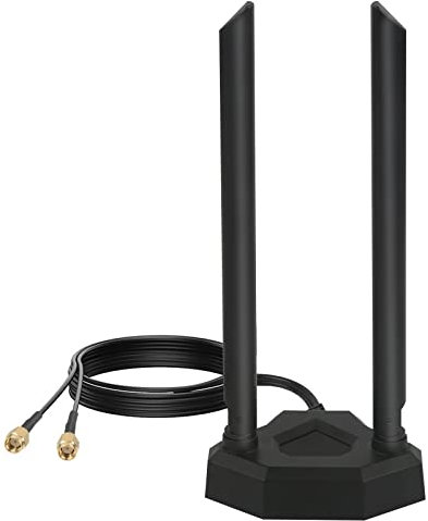 Nelawya Dual Band WiFi Antenna 8dBi 2.4GHz 5GHz 5.8GHz Magnetic Base RP-SMA Adapter Indoor Antenna Compatible with WiFi Security Card WLAN PCI Wireless Router Bluetooth TP-Link Dlink