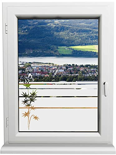 INDIGOS UG - Glasdekorfolie - Schmetterling auf dem Unkraut - Sonnenschutz H50Line - Sichtschutzfolie - Fensterfolie - für die Küche, Bad ans Fenster, Sichtschutz - selbstklebend - matt