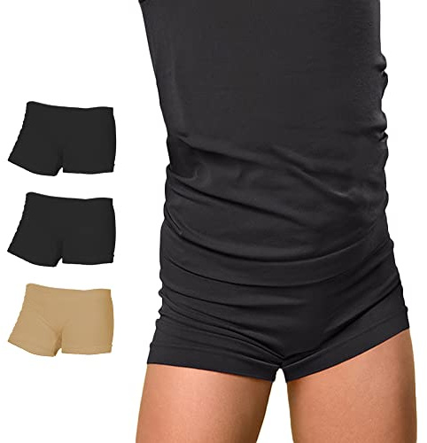 FOCENZA Culotte Bambina in Morbida Microfibra, Pantaloncini Ginnastica Artistica, Multipack da 3 Pezzi in Vari Colori, Made in Italy (Nero-Nero-Nudo)