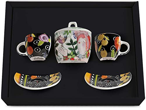 Egan Set 2 tazze caffè + Zuccheriera Le Pupazze Colore Nero