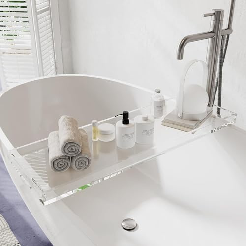 Clear Acrylic Bathtub Tray – Waterproof & Stylish Bath Caddy | Luxury Tub Tray for Relaxation (29.9 x 7.87 x 1.18)