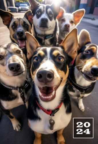 2024: A6 Wochentaschenkalender | 1 Woche auf 2 Seiten Terminplaner | Buchkalender im Mini Format | Weekly Planner Kalender | Jahresplaner Kalenderbuch ... | Agenda Planer Klein & Kompakt | Hund Selfie