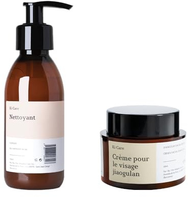 Ki Care - Duo Gesichtspflege-Routine: Feuchtigkeitsspendende Gesichtscreme mit nährendem und beruhigendem Jiaogulan & Leichtes sulfatfreies Gesichtsreinigungsgel mit Adaptogenen – Ki Care