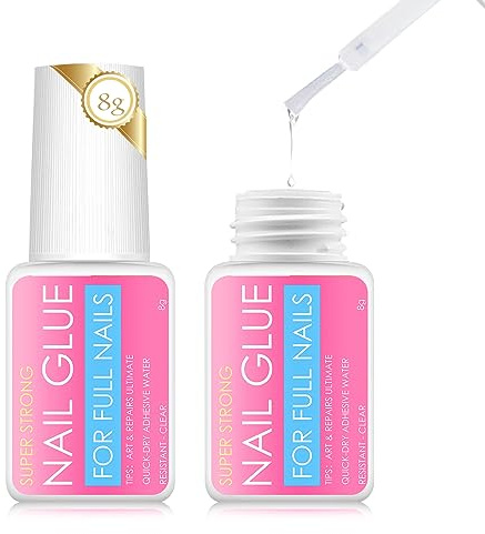 2 * 8g False Nail Glue Extra Strong,for Broken Nails Long Lasting,Super Strong Quick Dry Adhesive for Nail Art,Durable and Long Lasting Press on Nails(1pcs/2.5£)
