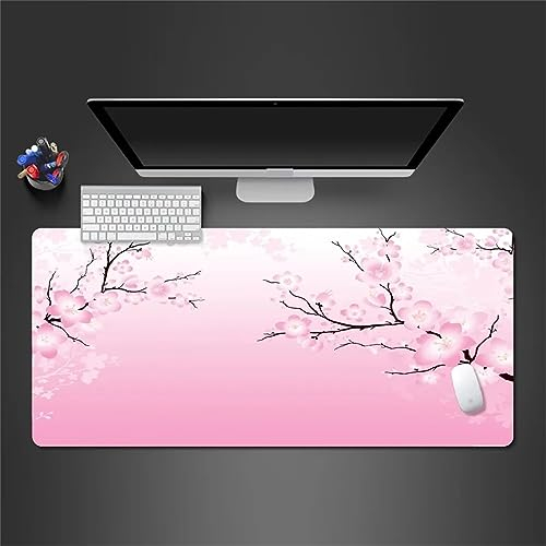 Gaming Mauspad Rosa Landschaft, XXL Gaming Mauspads 47,2x23,6x0,12 Zoll Verlängertes Großes Mauspad Schreibtischauflage, rutschfeste Gummibasis Einfach Zu Reinigen für Gamer/Desktop/Büro/Zuhause