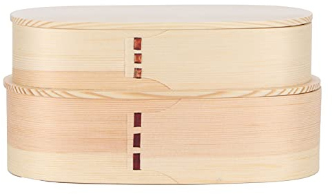 Boîte à Bento Japonaise, 7,5 X 3,9 X 3,7 Pouces Boîte De Rangement des Aliments En Bois à Double Couche Boîte à Bento Pour les étudiants Travailleurs(#1)