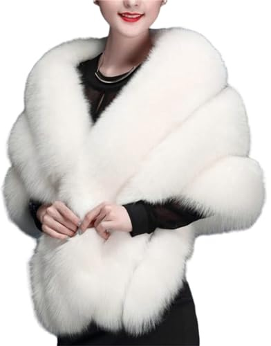 Dirfuny Women's Faux Shawl Wraps Stole Cloak Coat Sweater Cape Winter for Evening/Bridal/Wedding