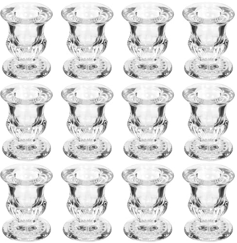 Set mit 12 kegelförmigen Kerzenhaltern aus Glas, für Hochzeit, Kirche, Heimdekoration, Candle-Light-Dinner, Jubiläum, Weihnachtsdekoration