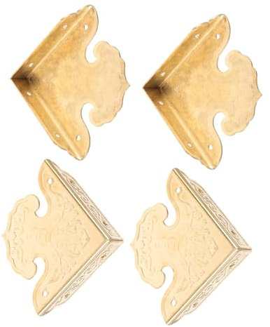 4er-Box Eckenschutz Für Möbel Kantenschutz Für Holzgehäuse Vintage-boxecken Antike Eckenschützer Bücherecke Aus Metall Brusteckenschutz Drucken Dekorative Schachtel Messing